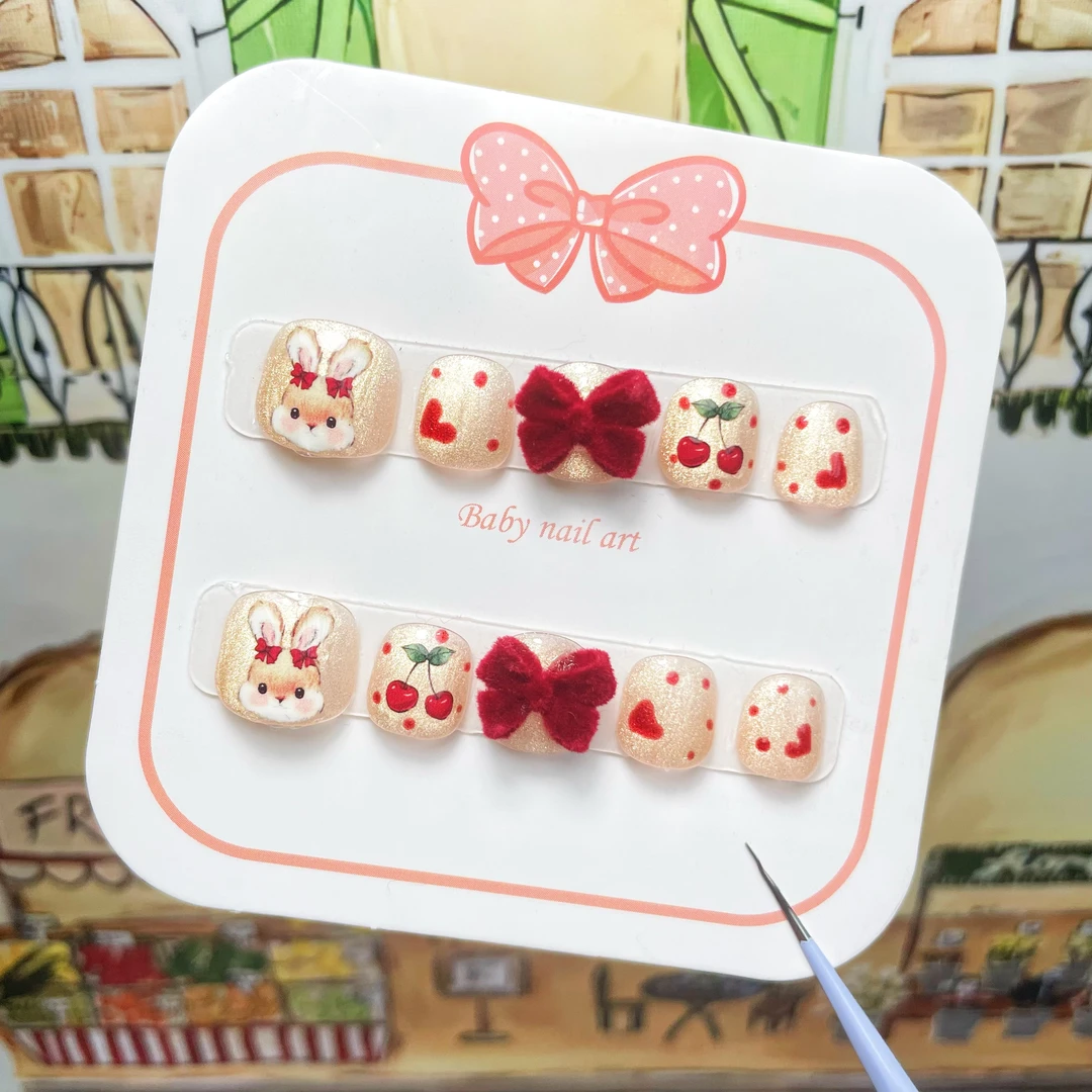 【金色小兔】新款金色猫眼小兔子纯手工穿戴甲显白温柔少女心不伤甲