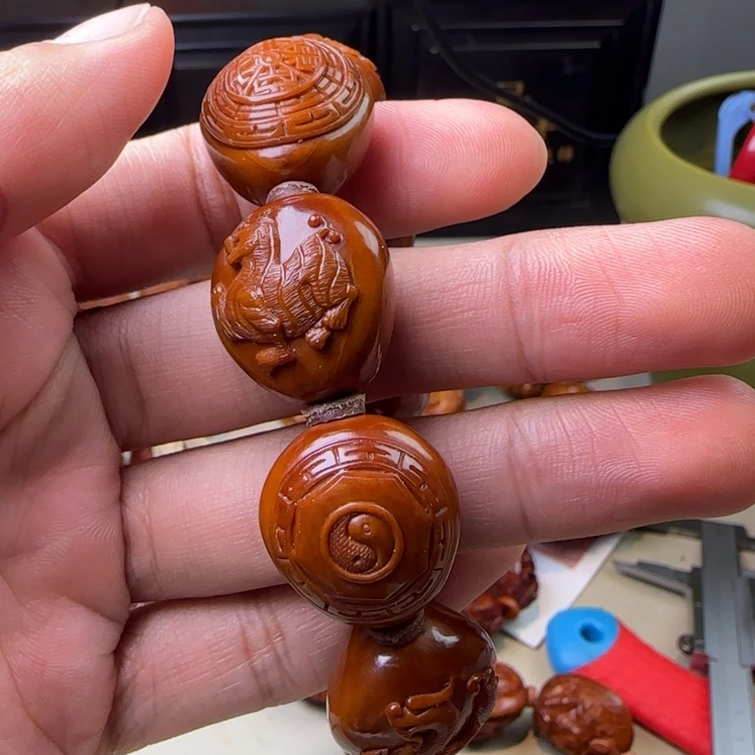 手串/手链橄榄核纯手工雕刻四象八卦