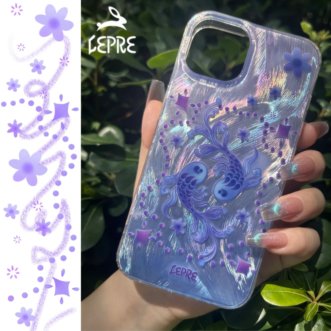 LEPRE&《双鱼》原创星座艺术创意蓝色炫彩适用于苹果手机壳