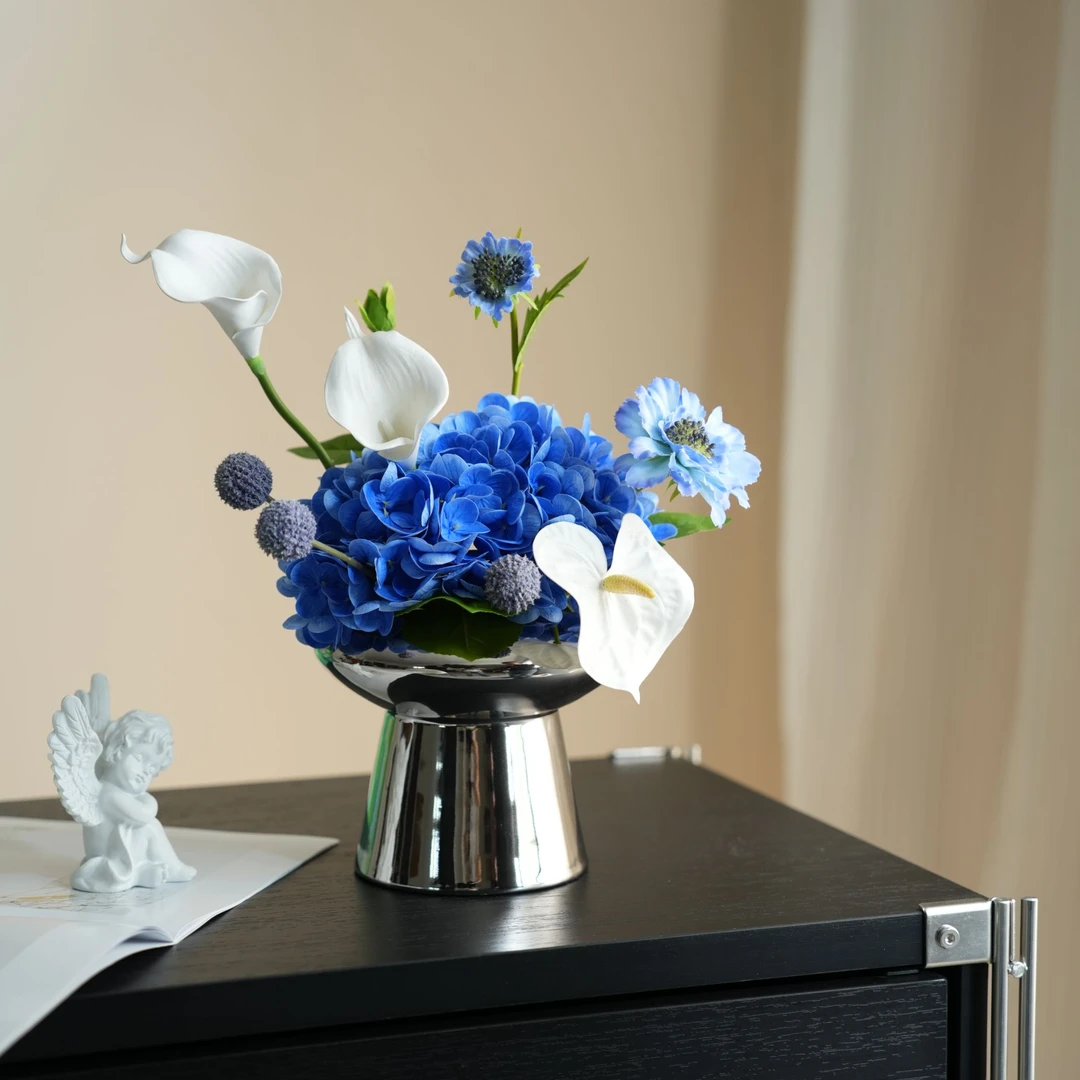 蓝调绣球创意仿真花高品质家居摆件饰品假花客厅装饰