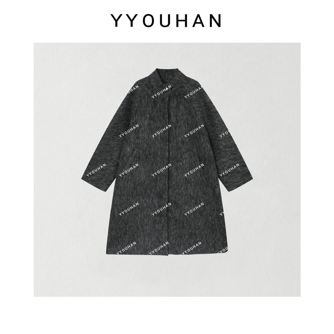 月月 2025秋冬新款小众设计极简显瘦百搭纯色毛呢外套 2510C7203