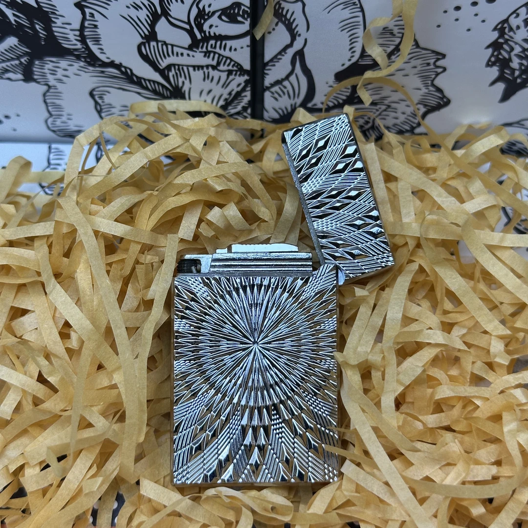 太阳花朗声钢音侧滑砂轮金属明火点烟器高档创意男士礼物L