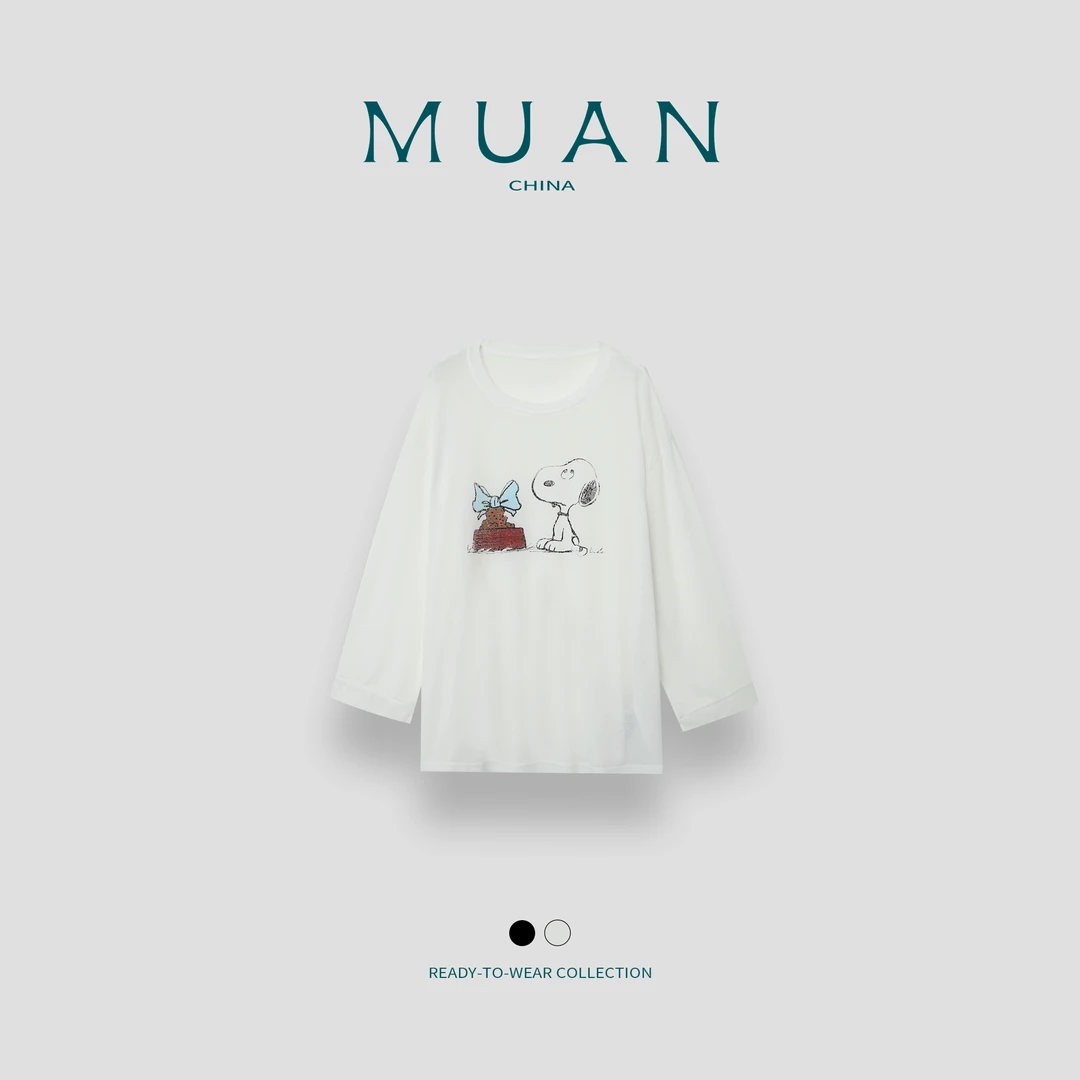 代代:《努比长袖T》定制宽松百搭T恤上衣打底MJ-F8271