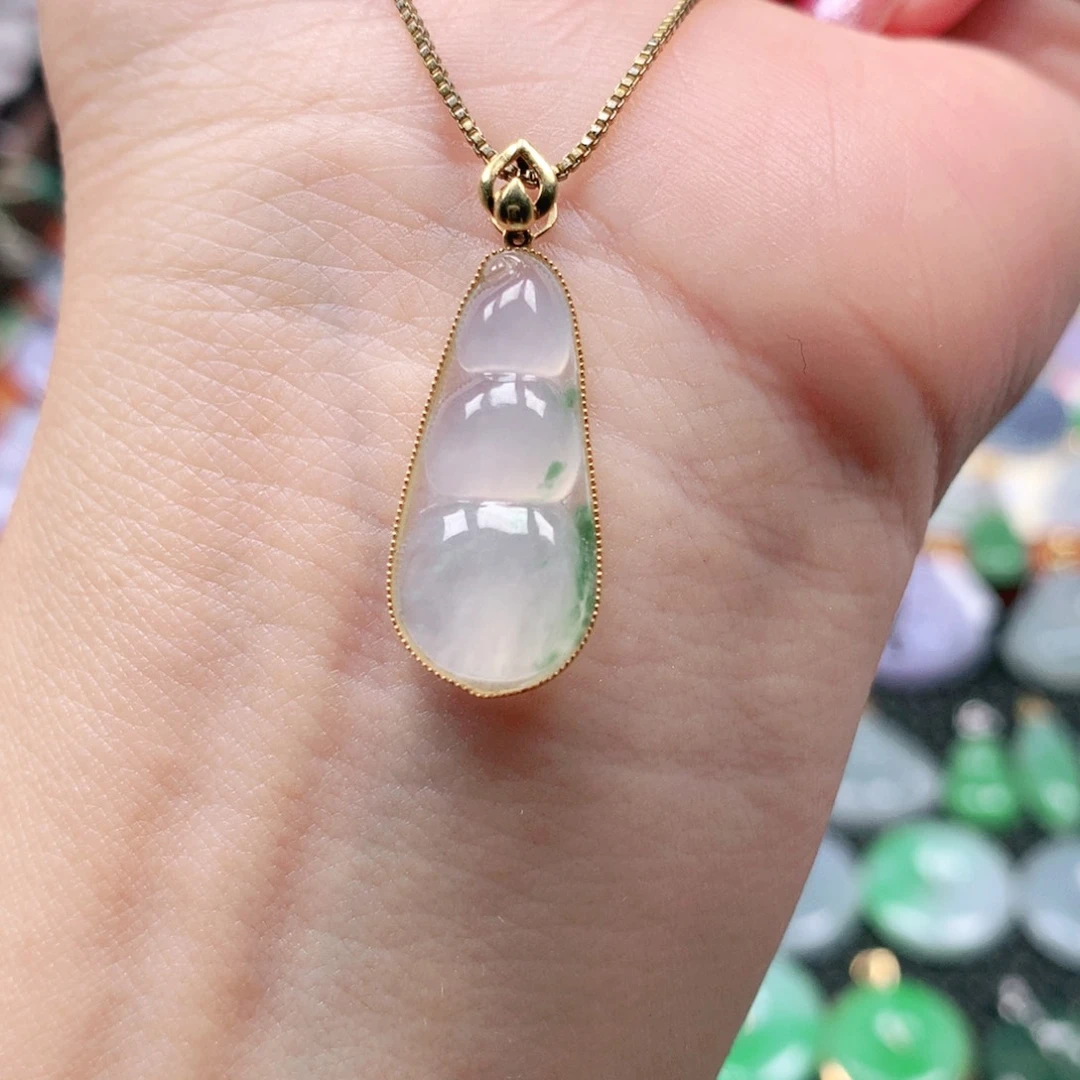 吊坠(不含链)18K金镶嵌翡翠