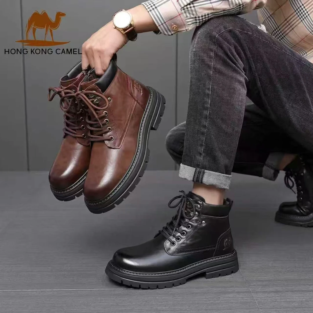 【新疆西藏包邮】头层牛皮冬季保暖皮毛一体加厚百搭马丁靴男鞋