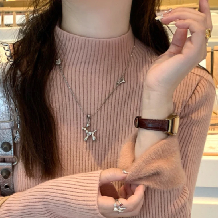 【加厚一体绒】粉色毛衣女秋冬2025新款冬季内搭加绒打底衫针织上衣