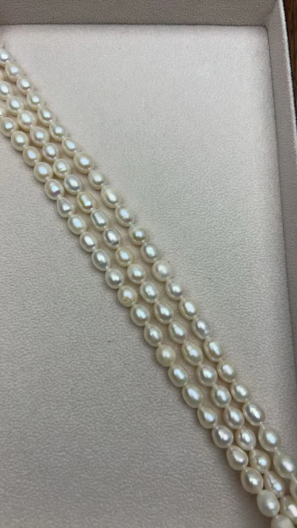 纯天然淡水珍珠枣型珠半成品饰品diy百搭7-8mm38cm长