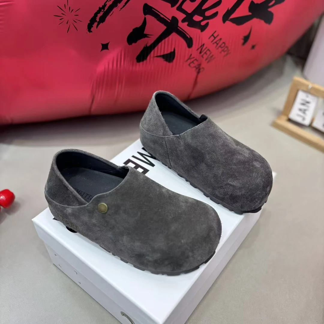 高颜值网红爆款磨砂皮厚底两穿勃肯鞋女一脚蹬懒人休闲鞋豆豆鞋潮