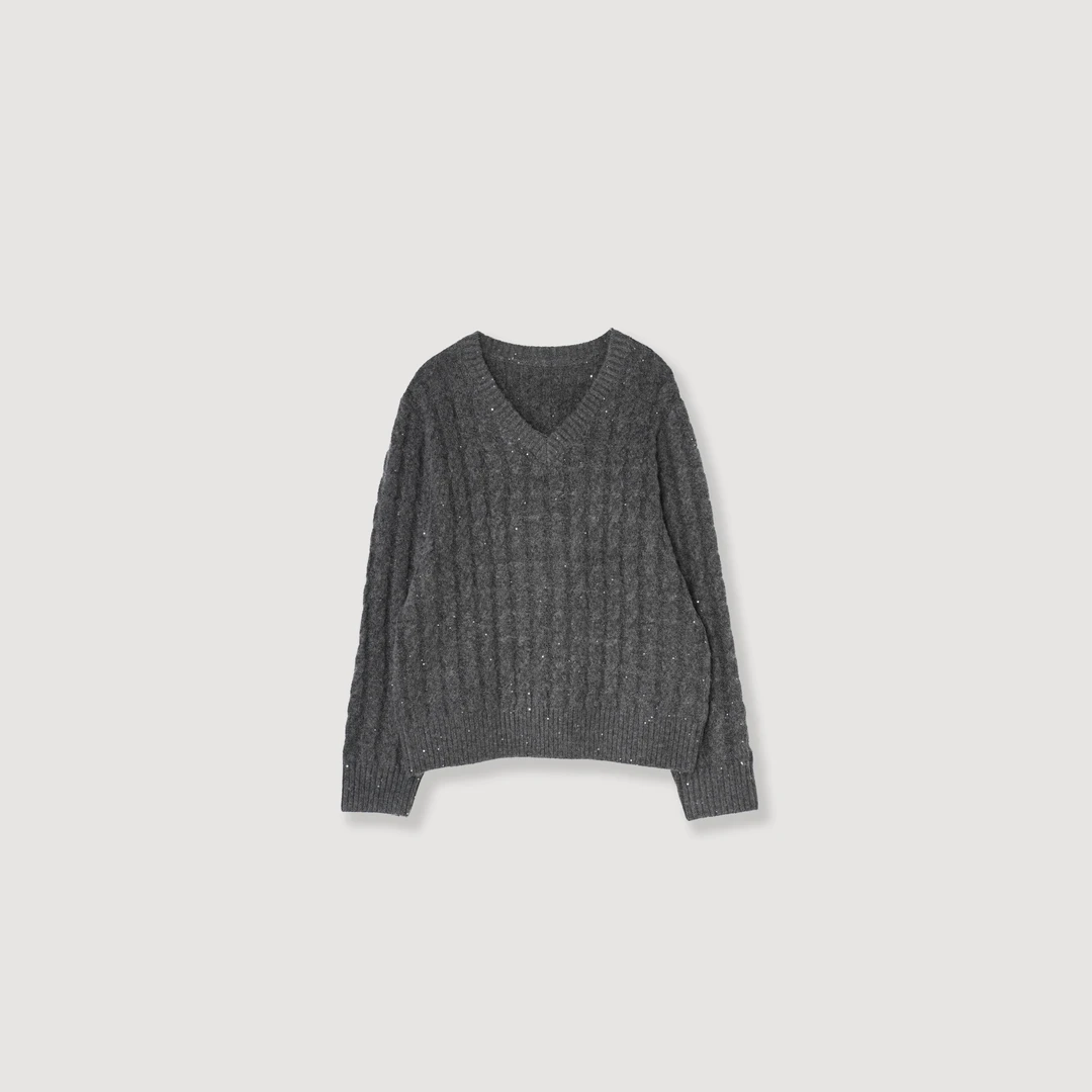 【秋冬协奏曲】满天星亮片设计V领针织衫25C4161