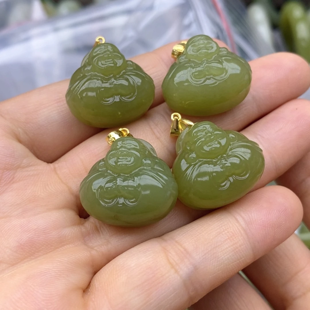 和田玉银S925镶嵌吊坠(不含链)