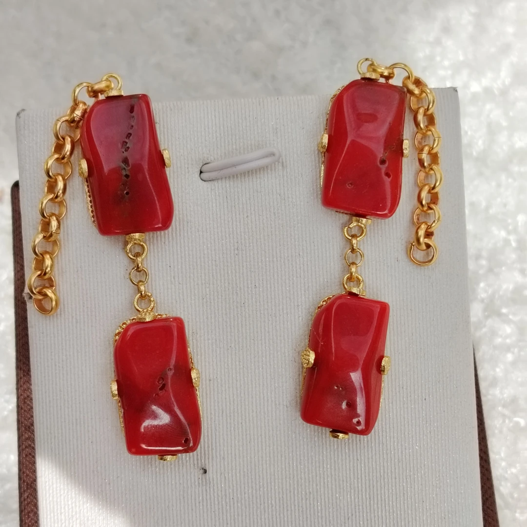 尼泊尔黄铜材质的亚克力耳饰百搭简单铜合金手工新款耳坠！网红