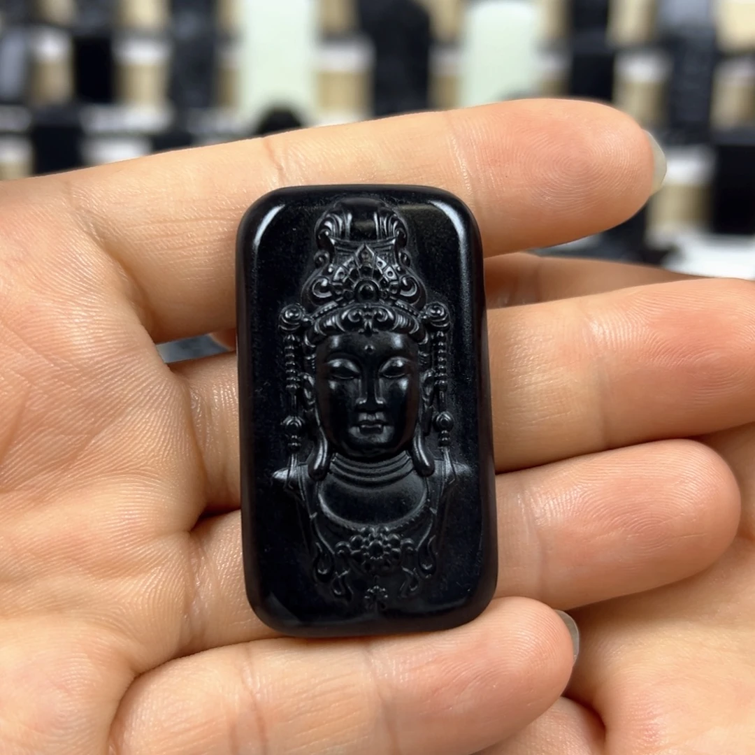 颈饰未镶嵌和田玉（墨玉）墨玉观音吊坠