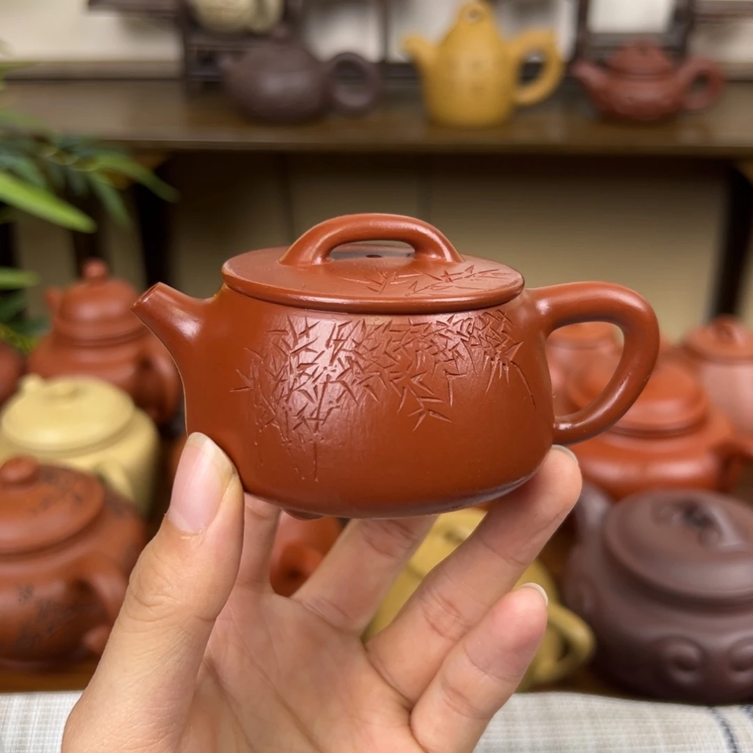 紫砂茶壶紫砂壶高石瓢朱泥100cc全