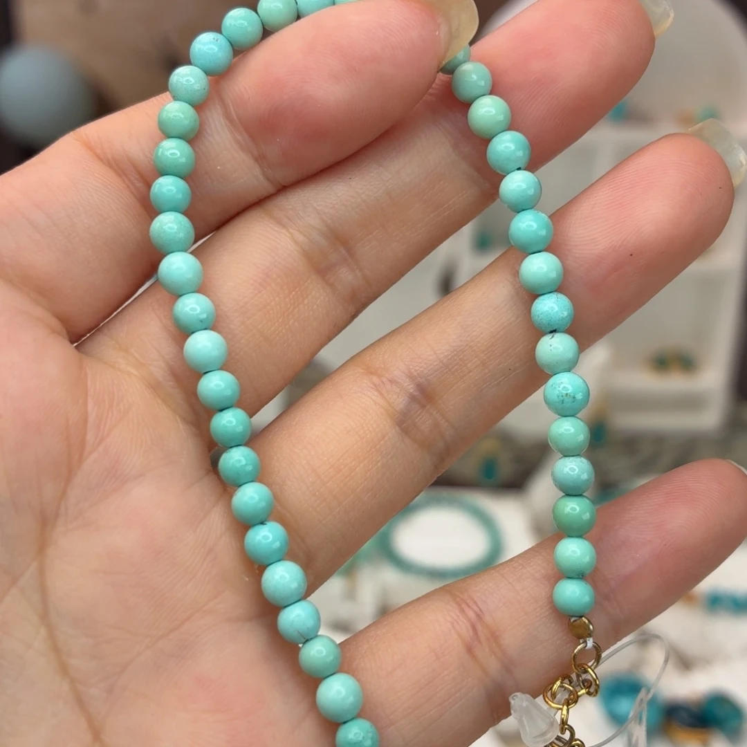 银S925镀金镶嵌绿松石手链