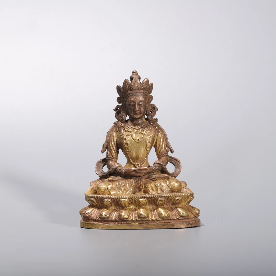 lot10  清代  铜鎏金无量寿佛