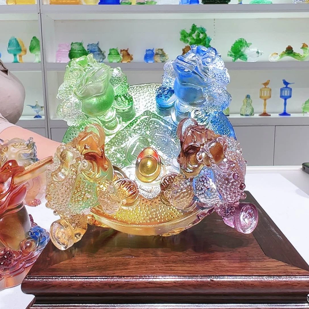 【闪购商品】手工艺品琉璃四方金蝉聚宝盆