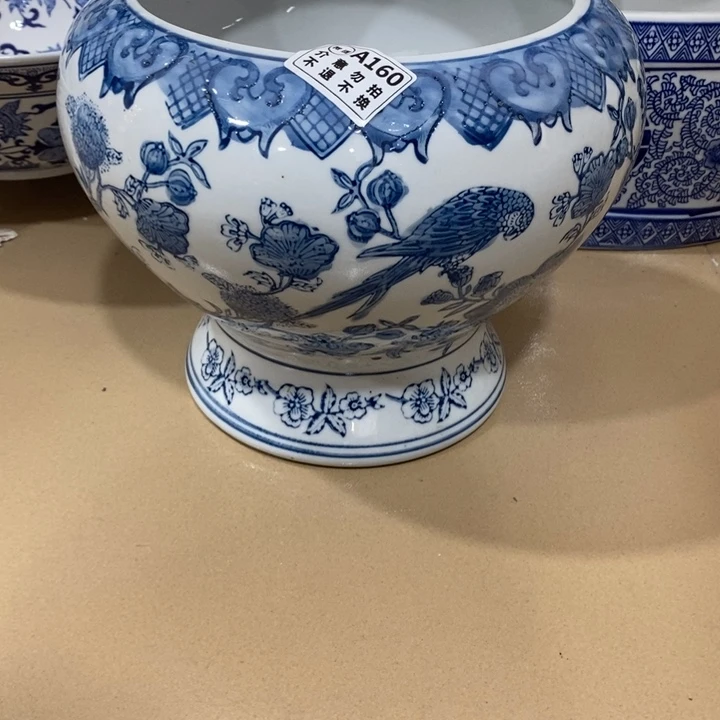 【闪购商品】摆件青花瓷花盆，瑕疵福利。