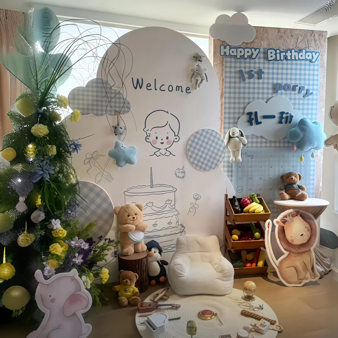 周岁礼仪式布置用品韩系ins宝宝周岁生日满月仪式百日宴场景装饰