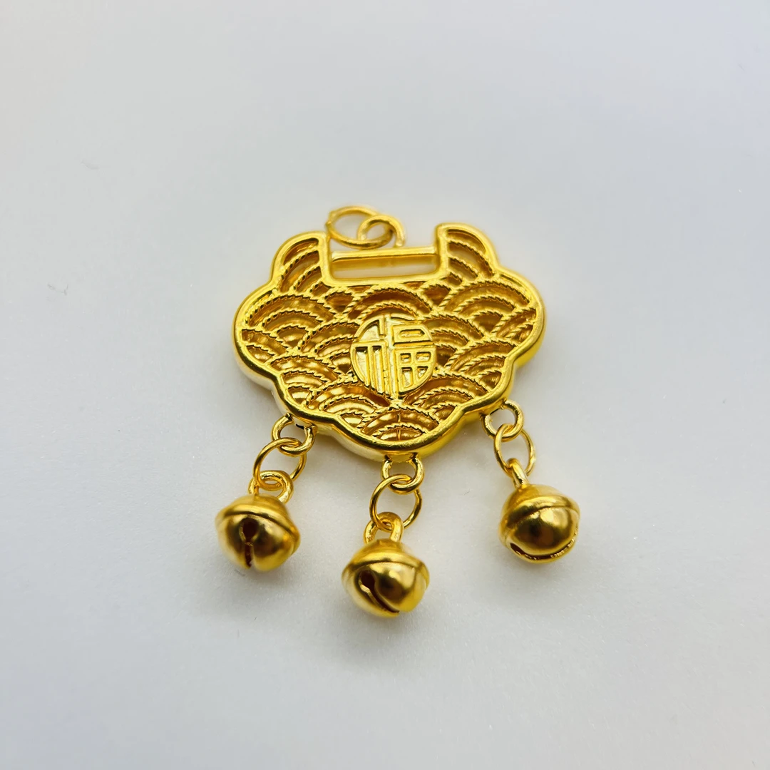 足金饰品/福字祥云镂空铃铛锁/1.41/1B5B16137/q