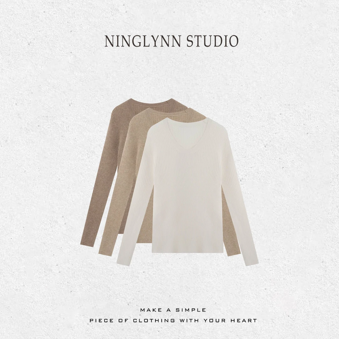 NINGLYNN STUDIO 25冬季新品高领羊毛羊绒打底衫