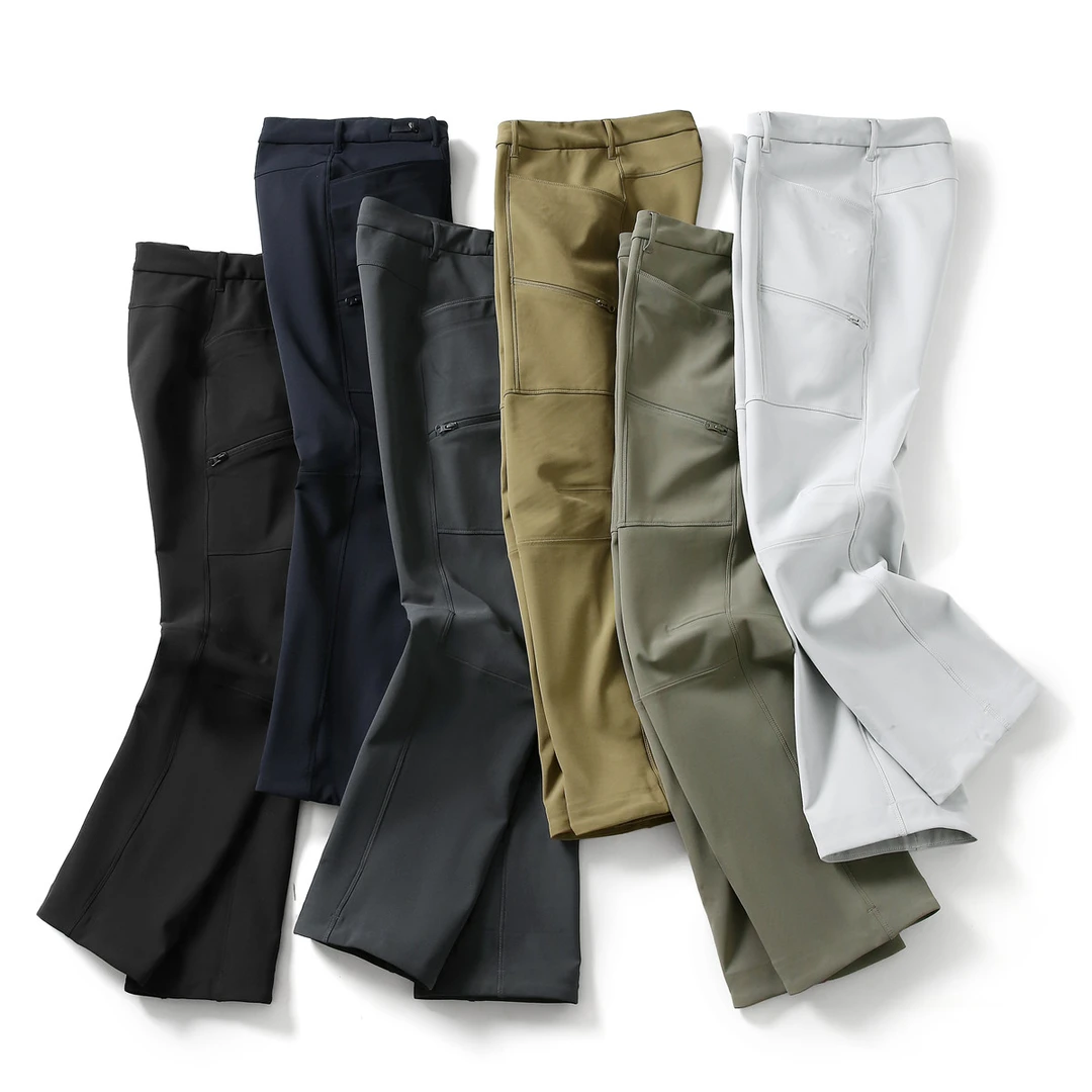 秋冬男女款户外3D立体剪裁多口袋防风抗寒加绒冲锋软壳直筒休闲裤