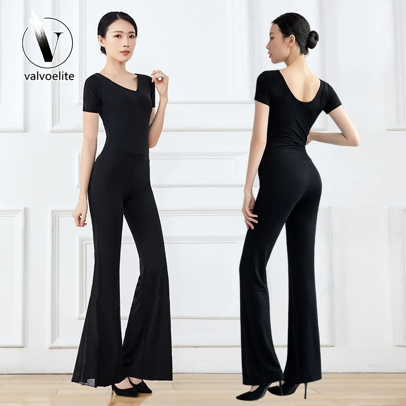 VALVOELITE短袖形体训练服装女修身领带胸女款法式练功舞蹈衬衫