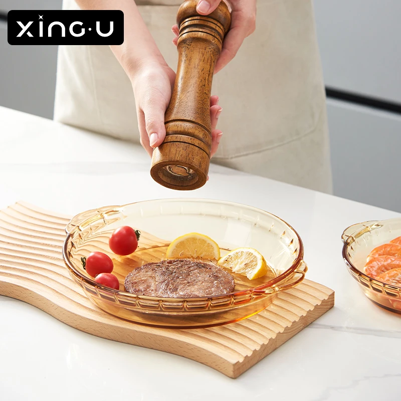 【鲍鱼盘系列】2025新款家用鲍鱼盘大号玻璃菜盘透明菜盘耐热沙拉盘