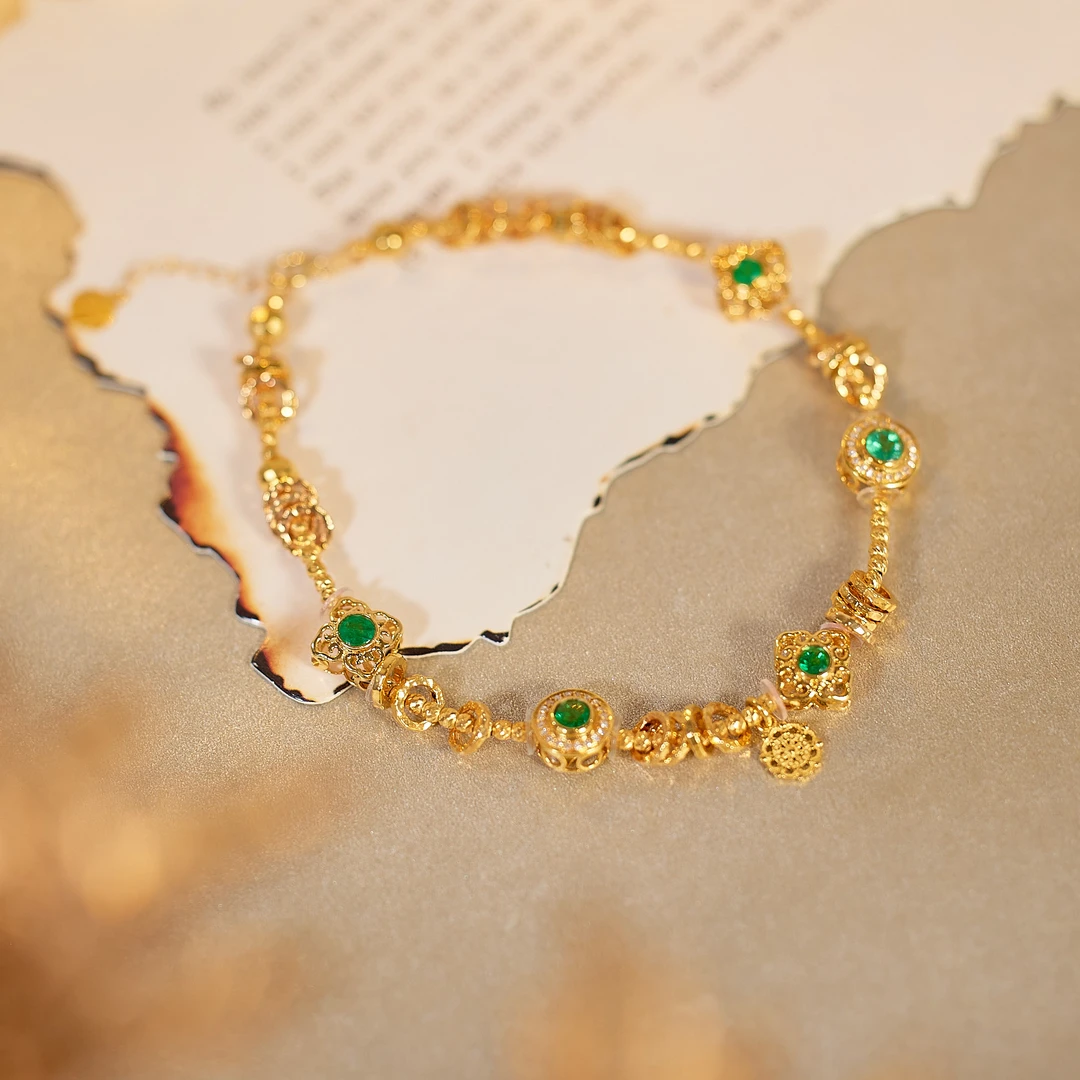 【歪歪】天然高品质祖母绿手链（加加）18K金镶嵌轻奢珠宝礼物X-U9945