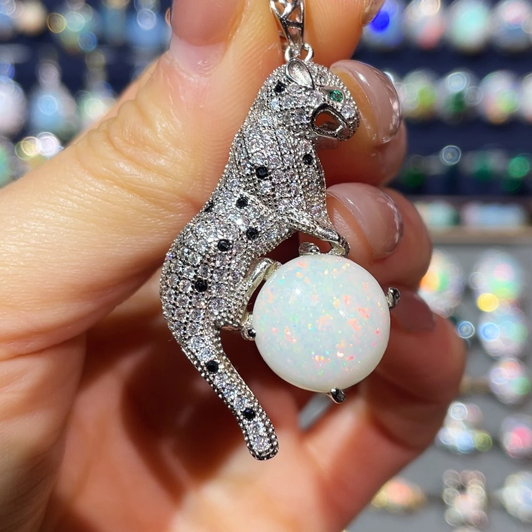 欧泊银S925镶嵌吊坠