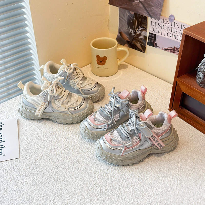 儿童运动鞋女童透气网面跑步鞋子2025春秋新款男童韩系休闲老爹鞋