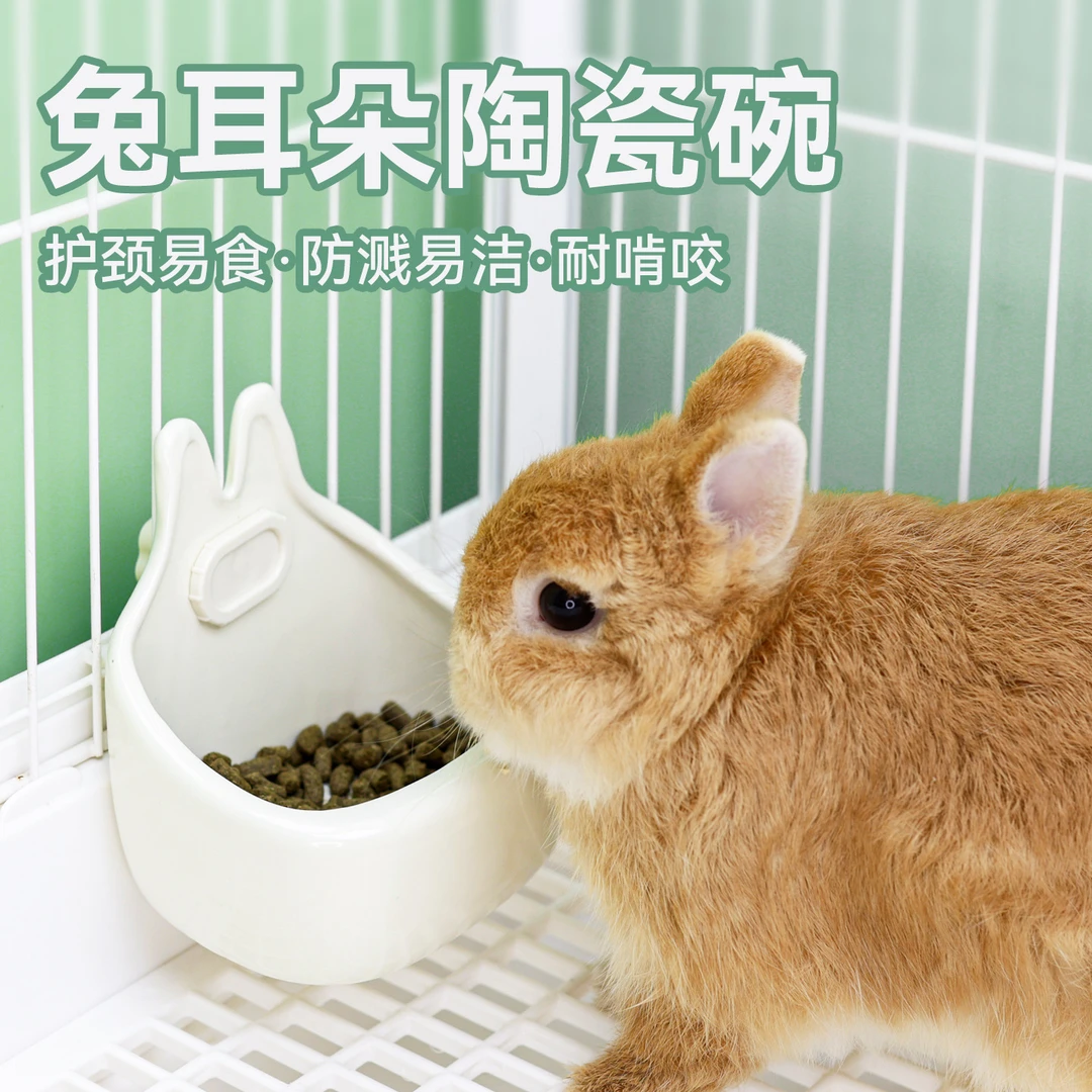 Umi食盆宠物兔子陶瓷喂食器荷兰猪可挂式防扒防打翻兔兔饭碗用品