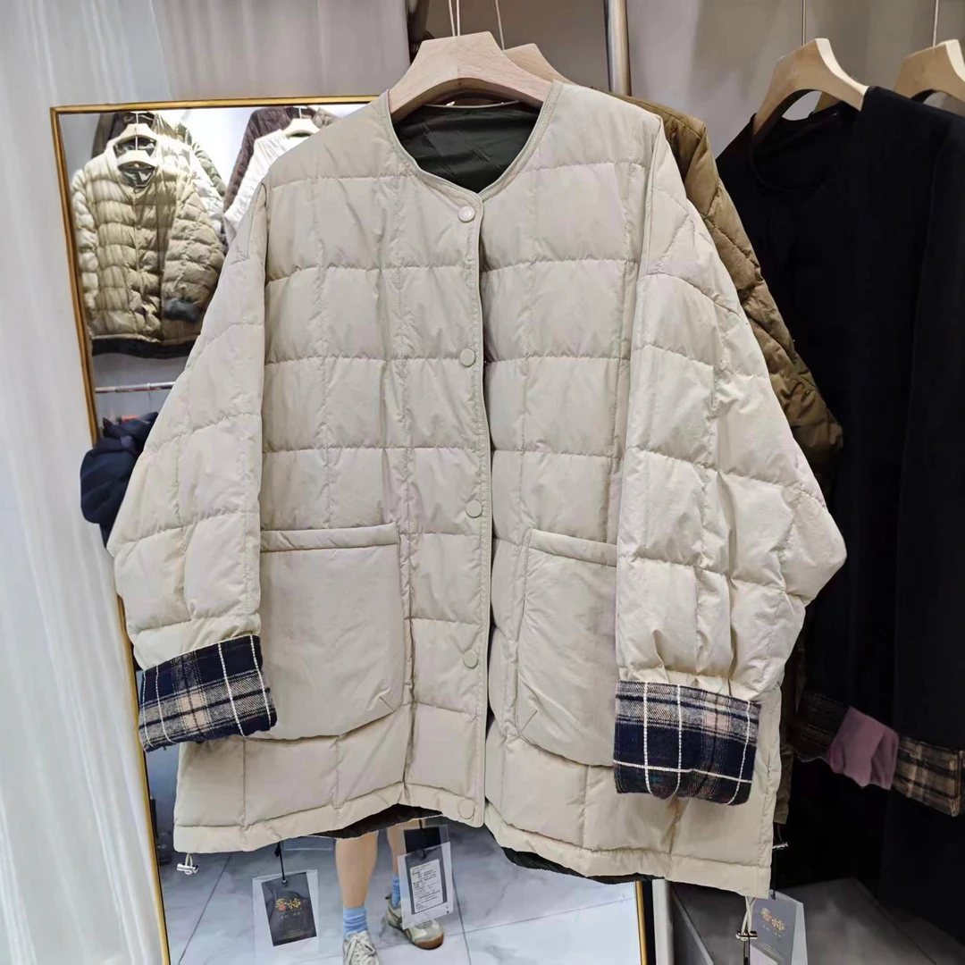 大码羽绒服女款2025新款秋冬胖mm宽松遮肉显瘦高端白鸭绒保暖外套