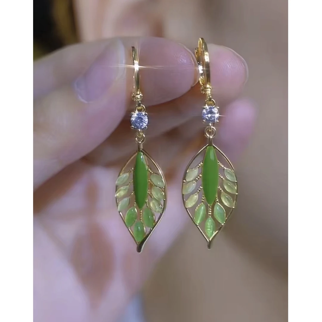 铜合金耳饰 新款轻奢【金枝玉叶】优雅气质时尚百搭耳环0315