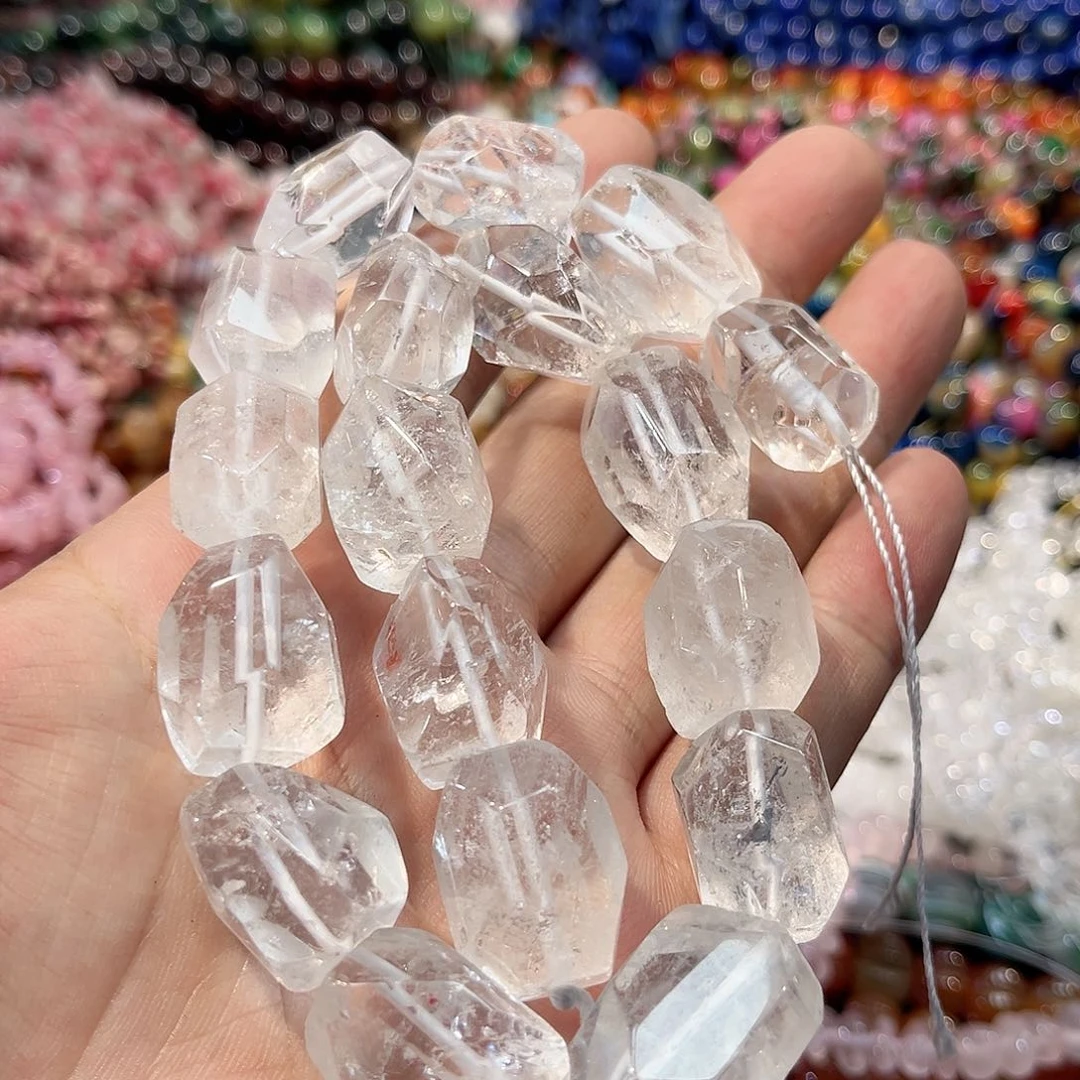玛瑙/玉髓合金珠宝半成品白水晶一条15x21mm