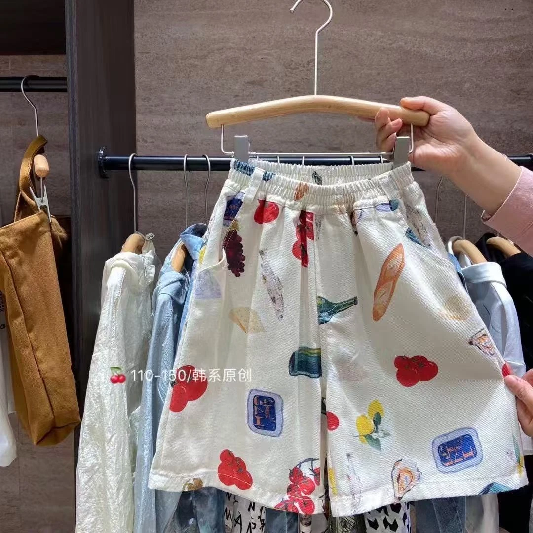 夏季印花韩版牛仔裤男