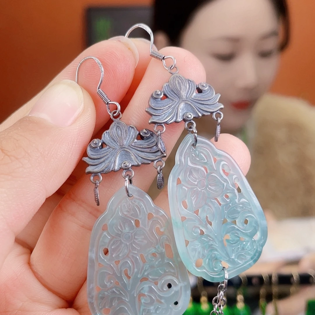 翡翠未镶嵌耳饰饰品