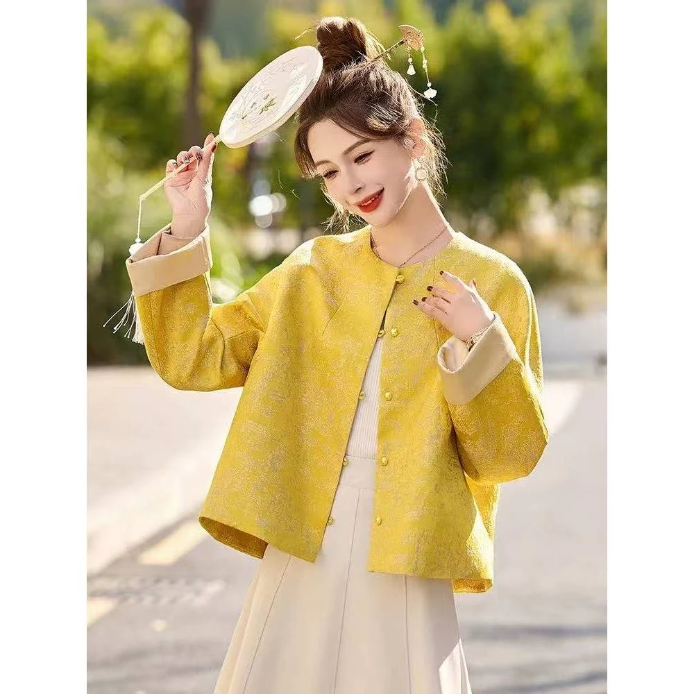 潮流国风提花圆领外套ZBW32876衣长57(卡码往小拍)