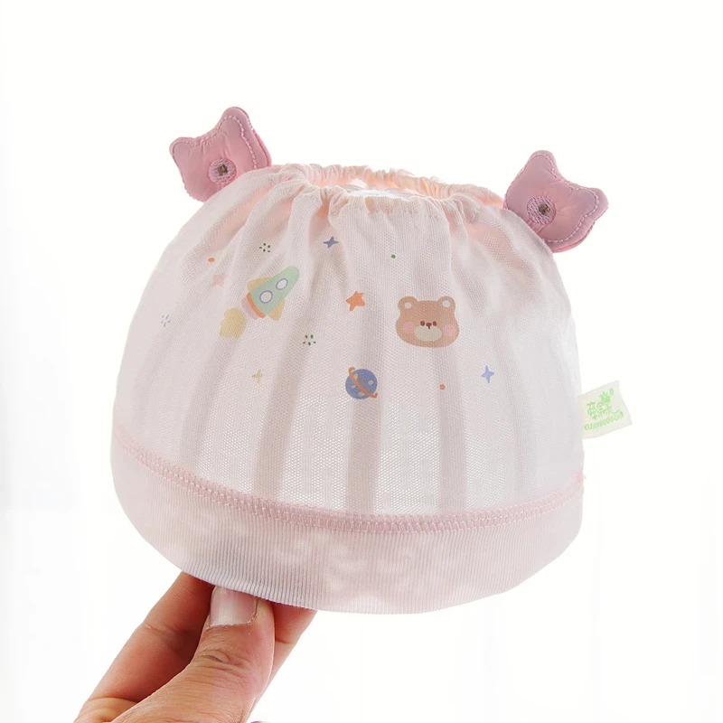 新生婴儿帽子夏季薄款空顶胎帽2025新款0到3个月婴幼儿护囟门宝宝