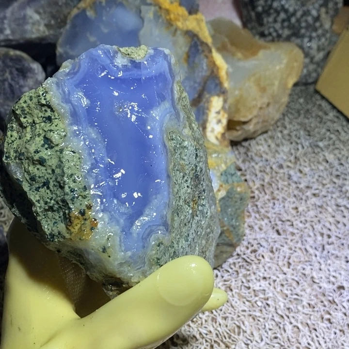 擦***猛玛瑙/玉髓合金挂件蓝玛瑙