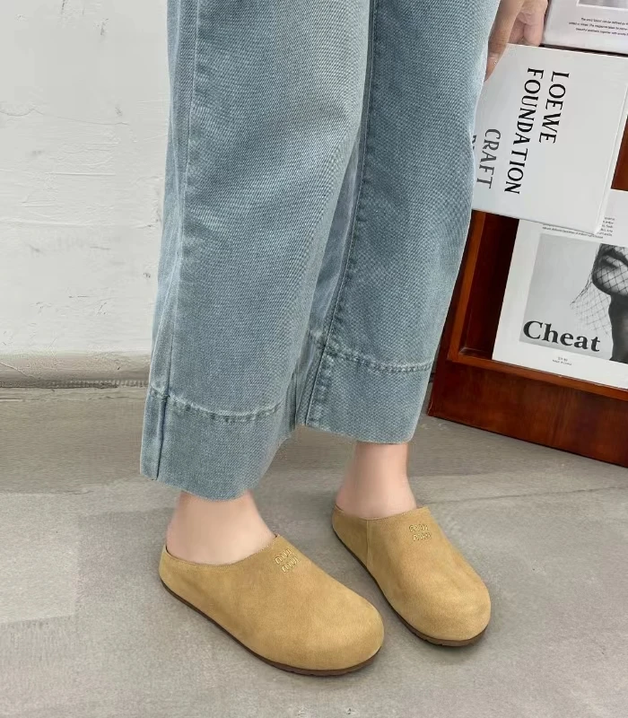 0661-MGG新款真皮复古包头一脚蹬懒人博肯半拖