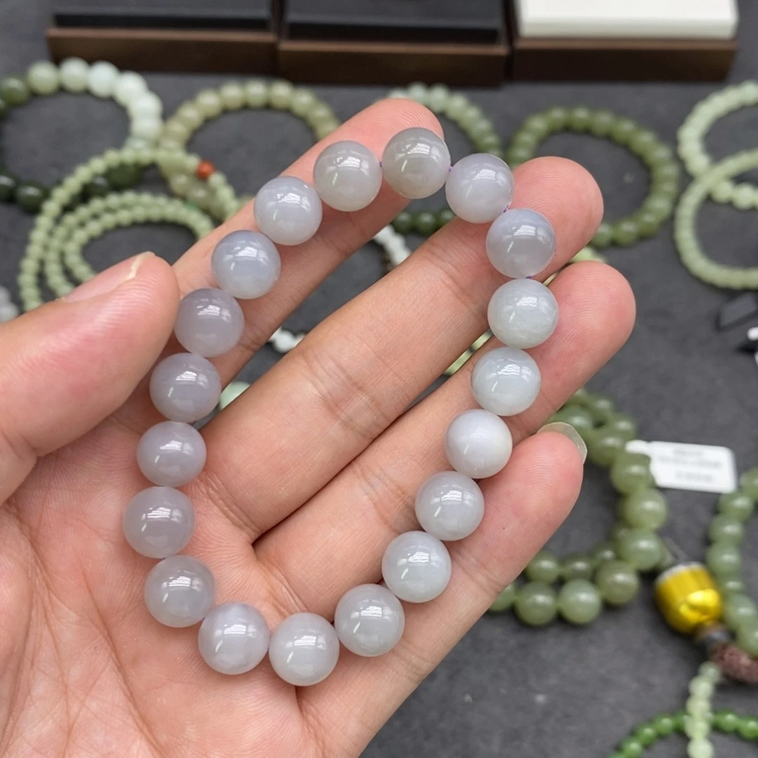 和田玉未镶嵌手链卡10烟紫