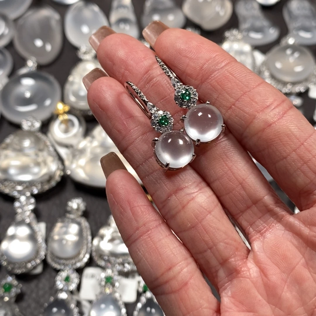 石英质玉合金颈饰耳钩