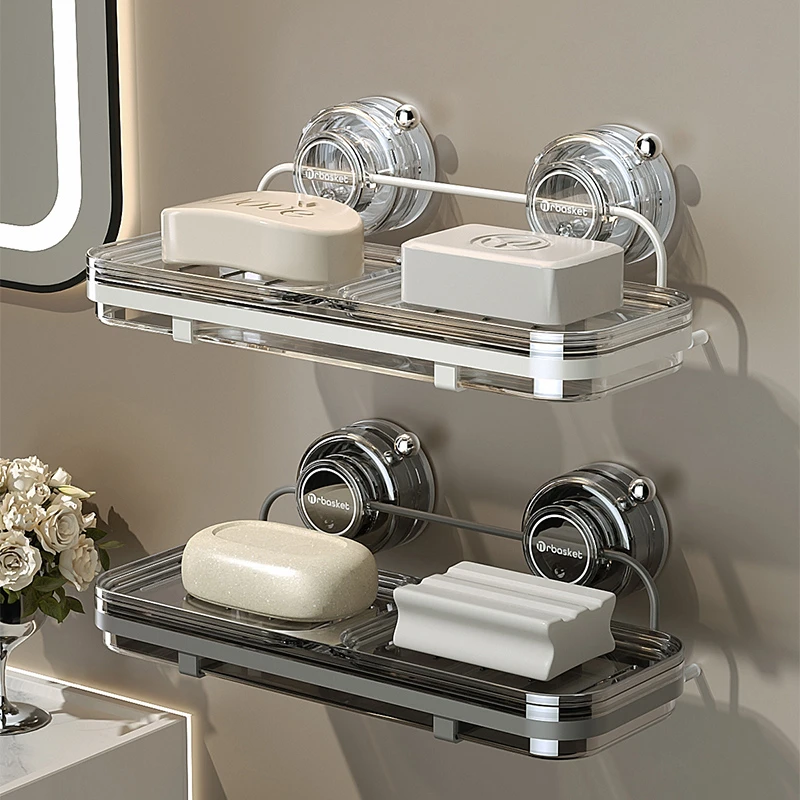 浴室吸盘肥皂盒壁挂式肥皂架新款家用高档卫生间免打孔香皂置物架