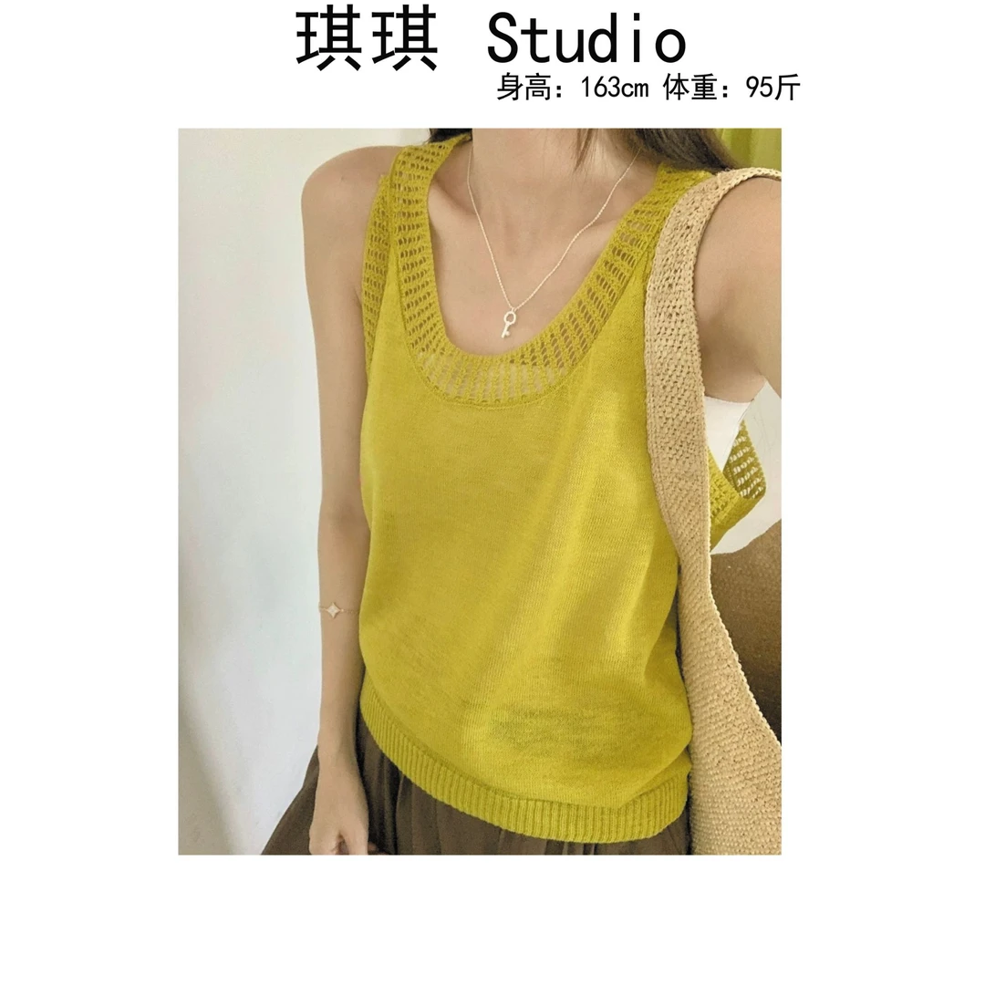 《琪琪家》夏季新款潮流气质时尚舒适亲肤百搭背心马甲吊带-CS