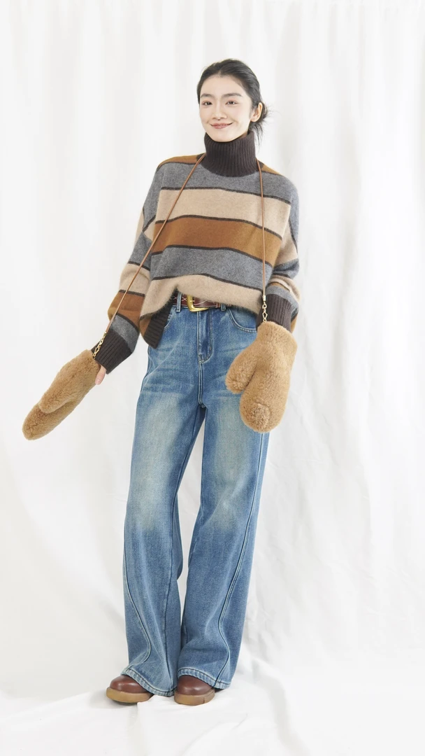 CHUN·「罗马画报条纹针织衫」气质时尚休闲宽松显瘦秋冬休闲条纹