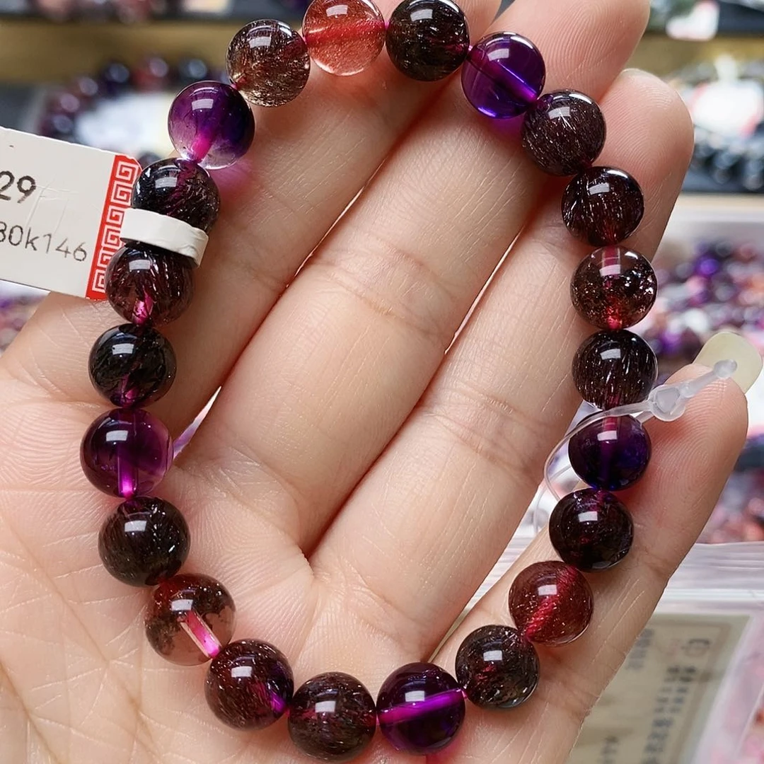 未镶嵌手链水晶8.9黑加仑超七J729