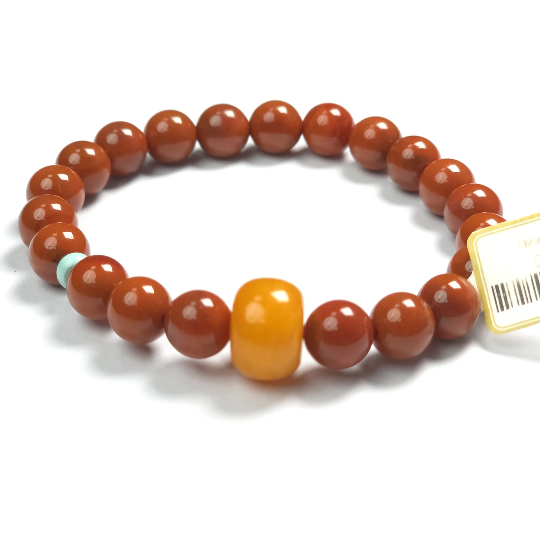 圆珠大开门红南红单圈手串