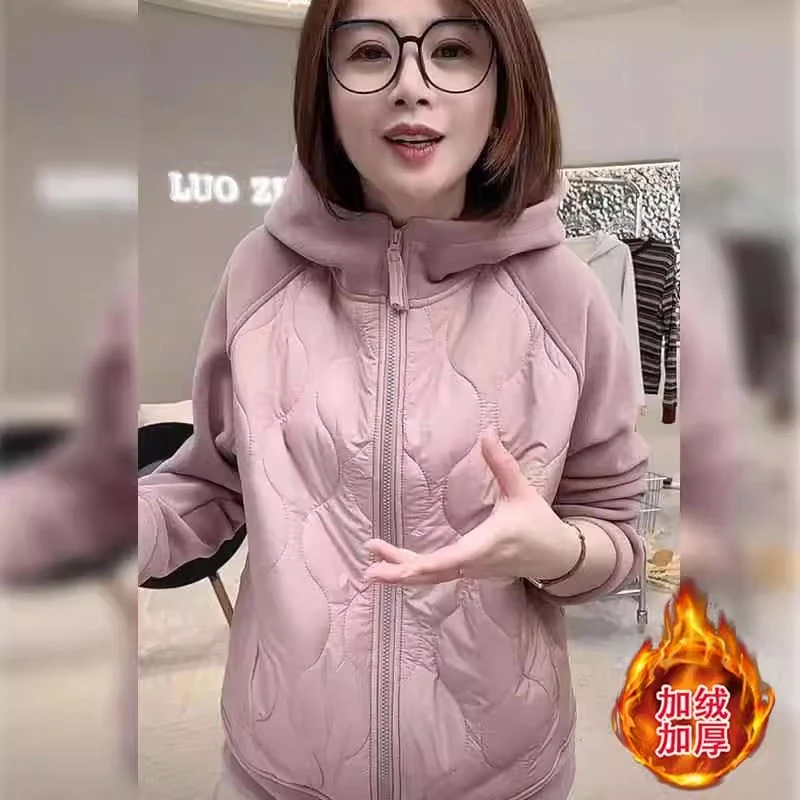 【300斤胖妹妹】秋冬季新款百搭显瘦保暖防风棉衣撞色连帽加厚外套