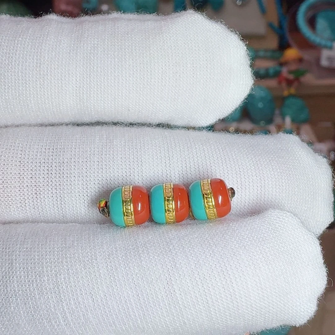 绿松石未镶嵌珠宝奇石精品汉堡珠6