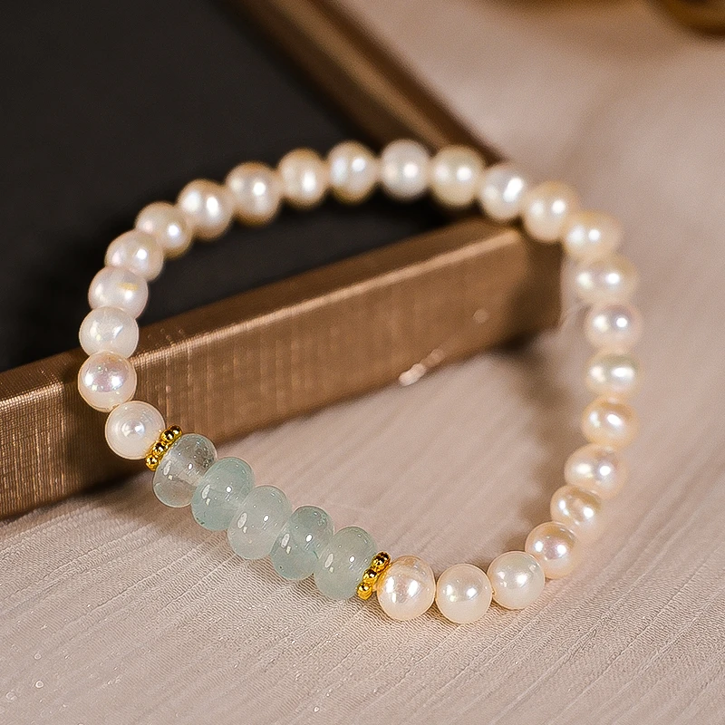 原创设计淡水珍珠素圈手链-5859